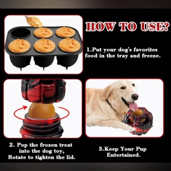 Yipetor Dog Toy, Frozen Treats to Keep Dogs Busy, Interactive Large, RED - Picture 5 of 13